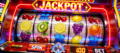 电子游戏老虎机屏幕特写，色彩绚丽画面精美